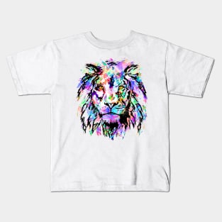 Colorful Lion - Lion Head Rainbow Kids T-Shirt